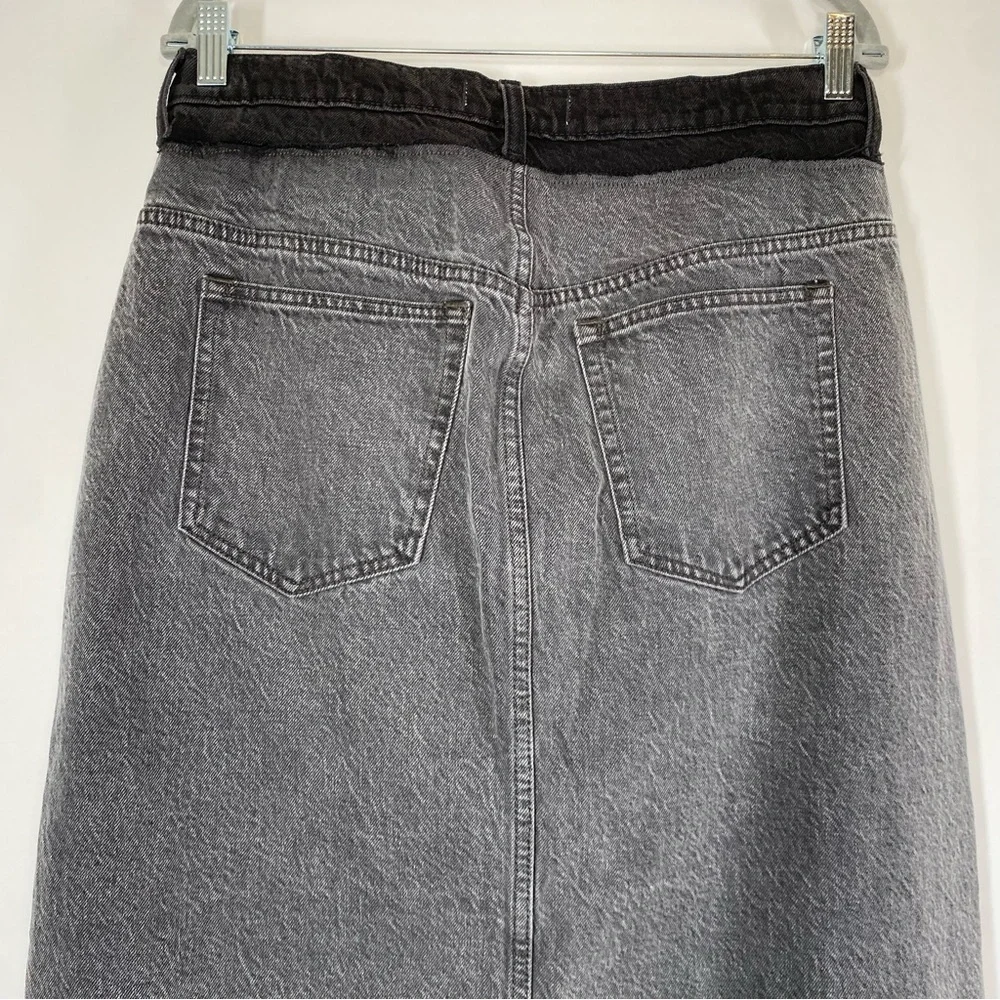 Abercrombie & Fitch Womens Front Slit Gray Denim Midi Skirt Size 30 Whimsigoth